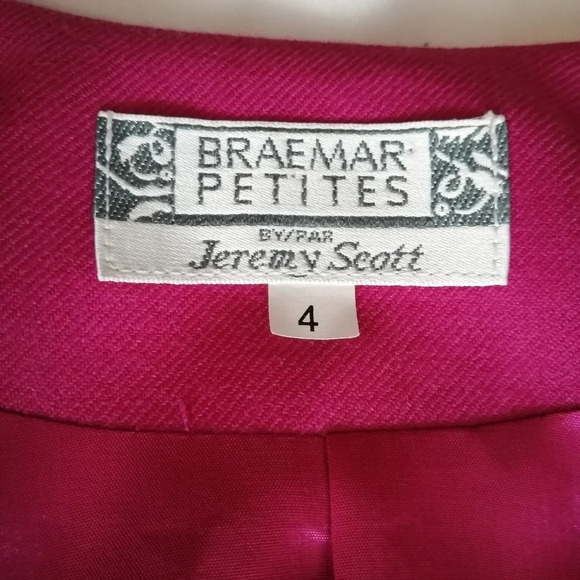 Vintage Braemar by Jeremy Scott Pure Virgin Wool Pink Single Breasted Blazer 4 - Picture 14 of 17